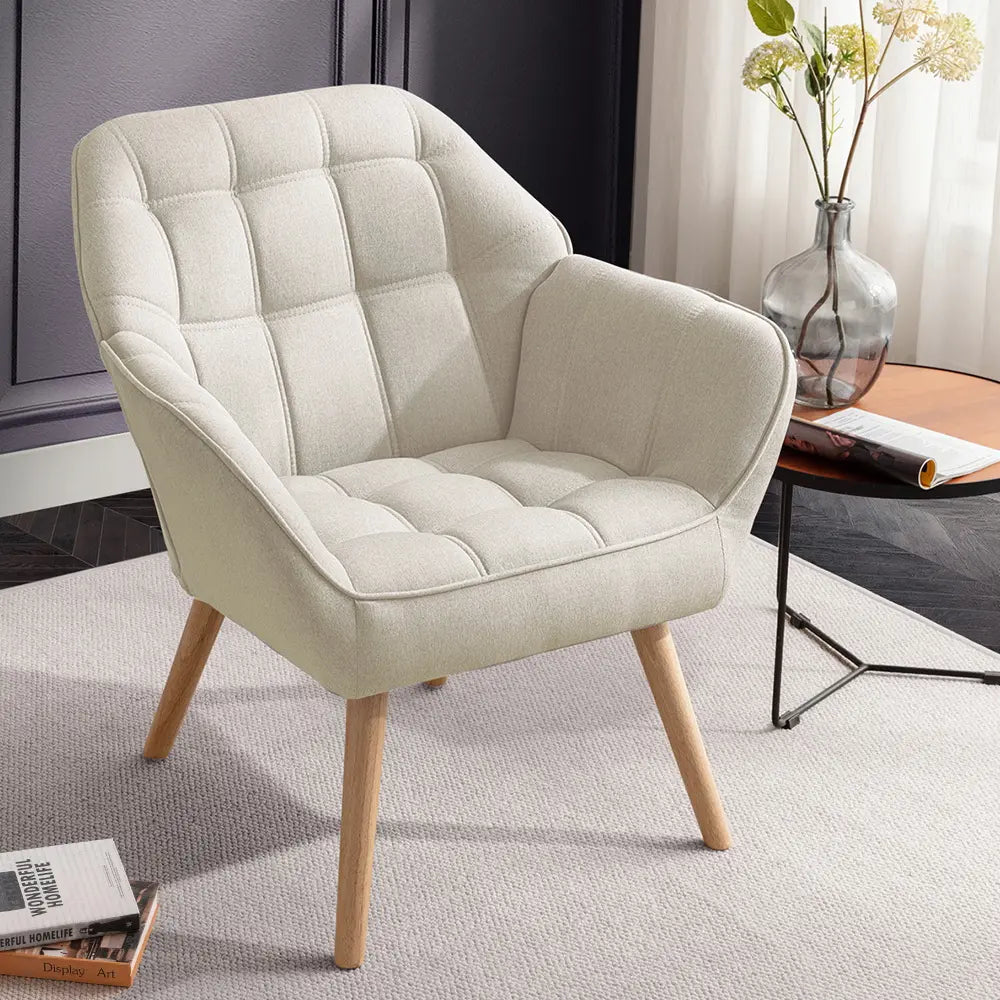 An elegant armchair featuring a contemporary design, ideal for adding a touch of sophistication and comfort to your home decor.