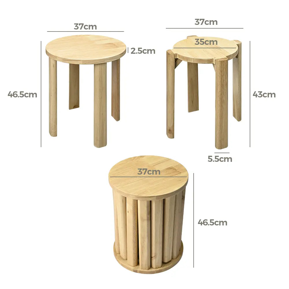 Crest Stacking Coffee Table Set of 4 Wooden Stools