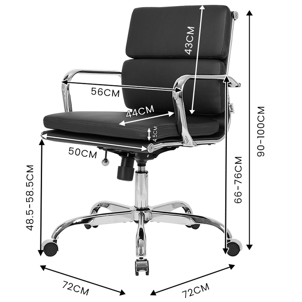 Eames Replica Mid-Back PU Leather Upholstered Executive Office Chair