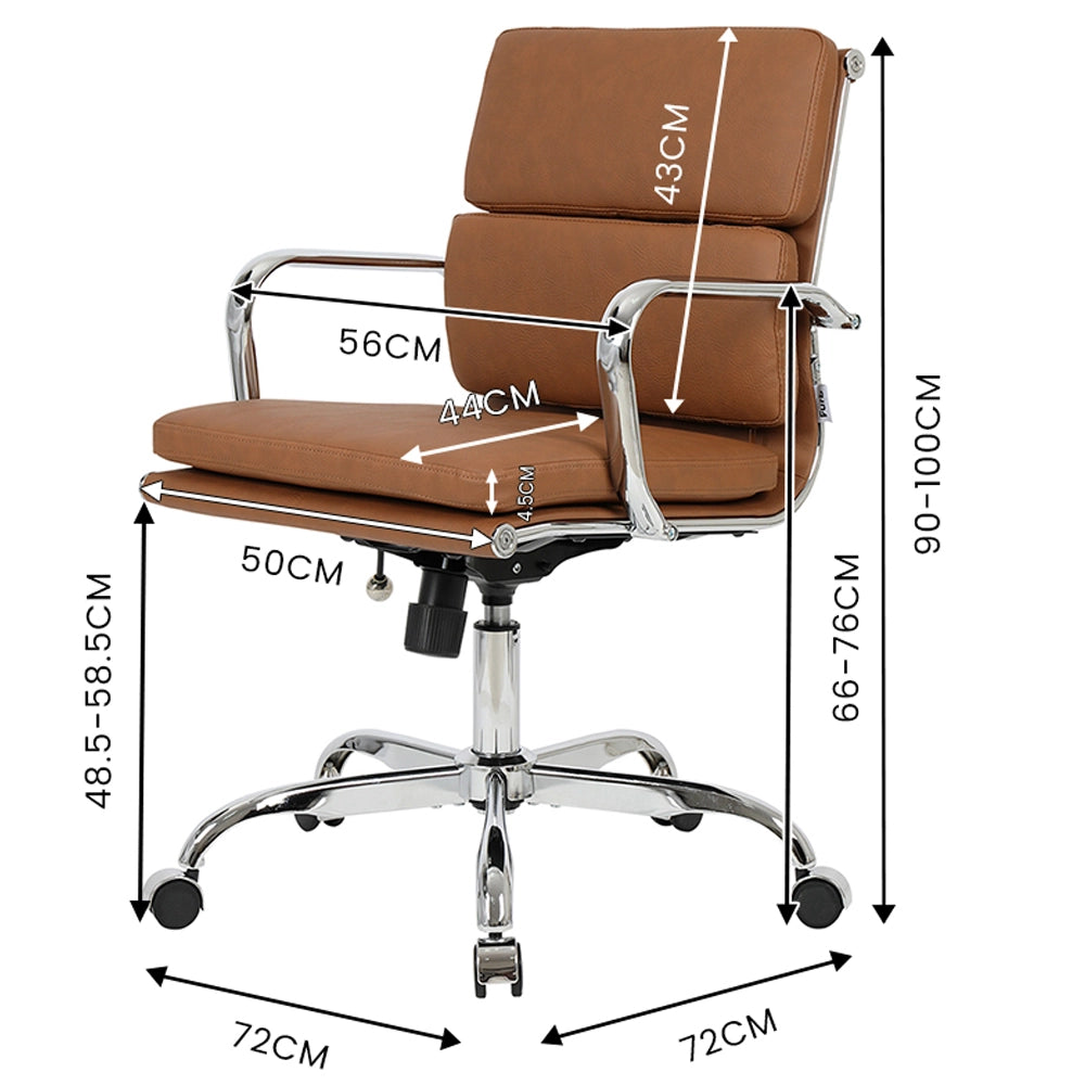 Eames Replica Mid-Back PU Leather Upholstered Executive Office Chair