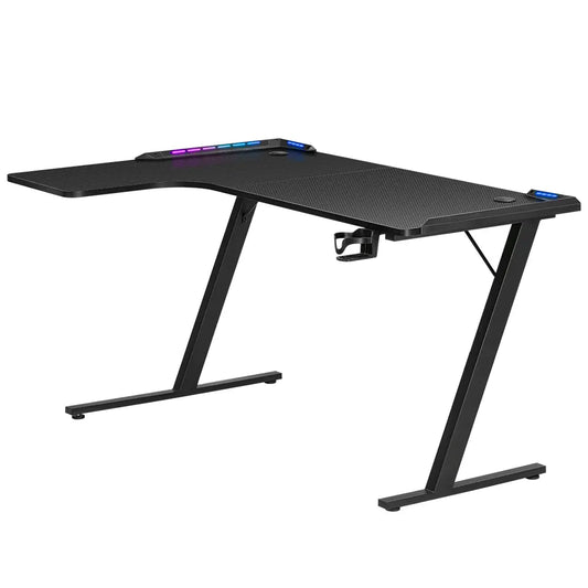 Echo gaming desk with RGB lighting and gaming setup