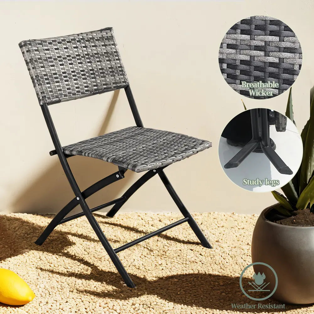 Hamilton Outdoor Foldable Dining Chair Table Grey