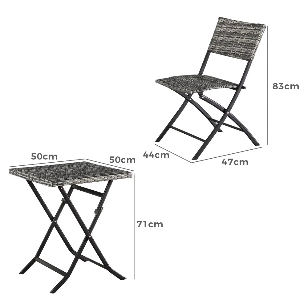 Hamilton Outdoor Foldable Dining Chair Table Grey