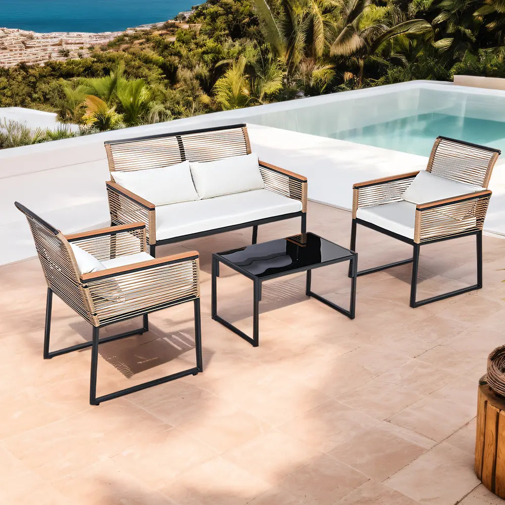 All-weather PE wicker detail on Allegra outdoor furniture set