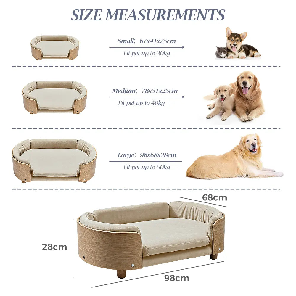 Elegant pet sofa with bentwood design, perfect for large dogs or cats