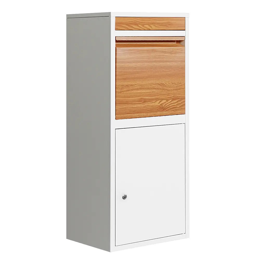 Stylish and secure Erikslund parcel drop box with wood grain detail