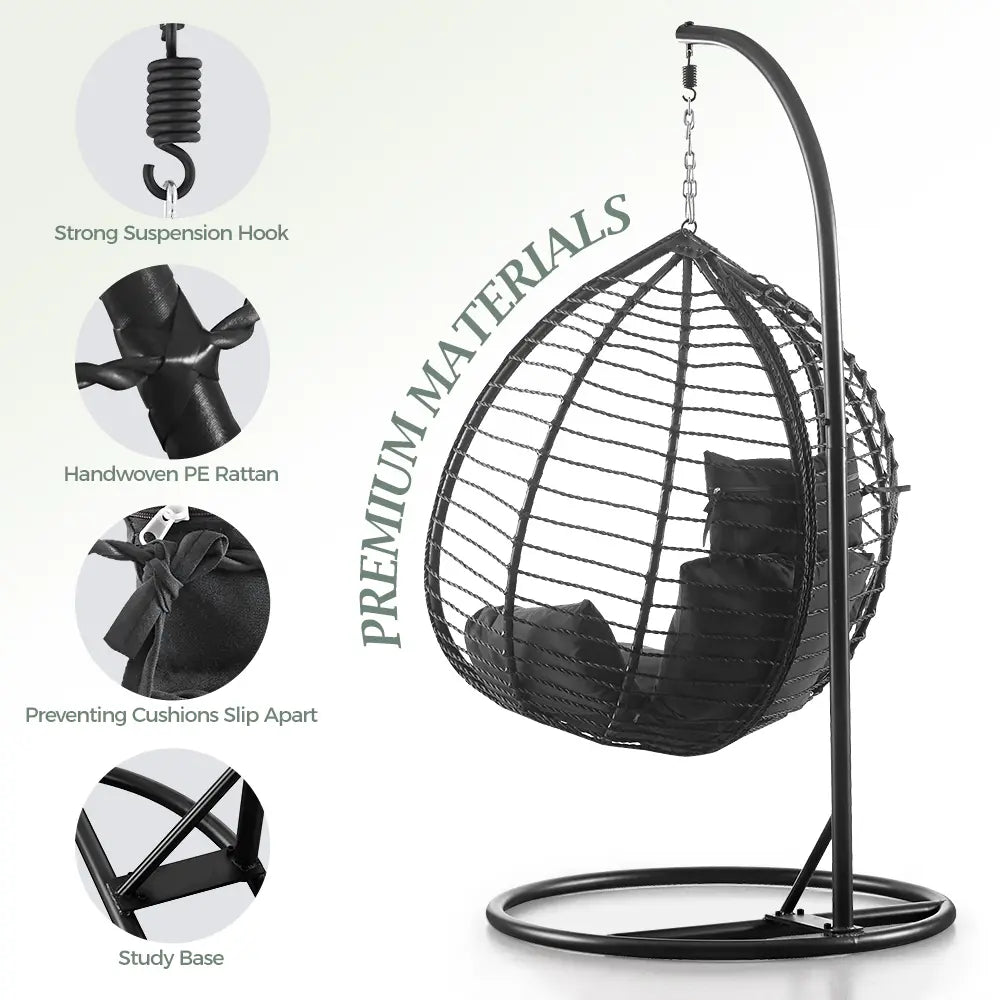 Traverse Outdoor Hanging Egg Chair Black