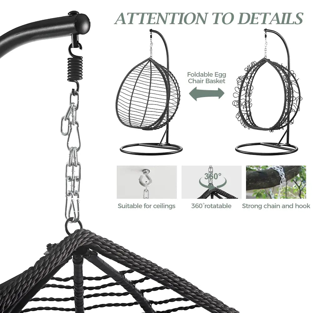 Traverse Outdoor Hanging Egg Chair Black