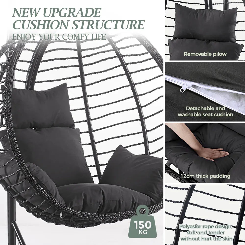 Traverse Outdoor Hanging Egg Chair Black