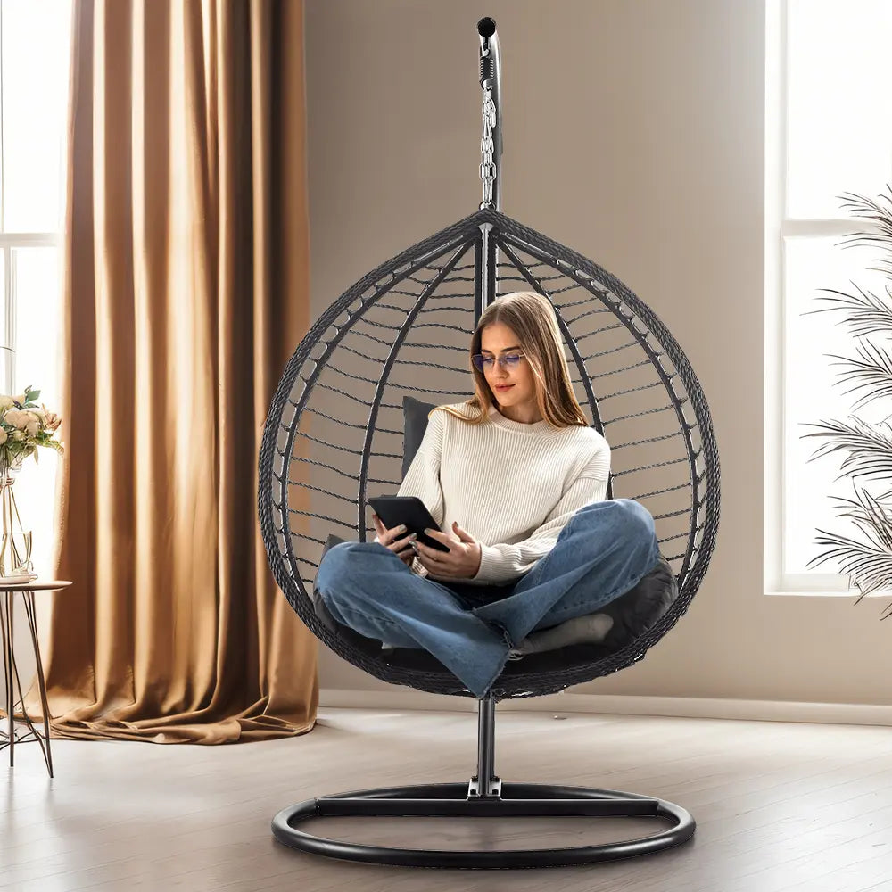 Traverse Outdoor Hanging Egg Chair Black