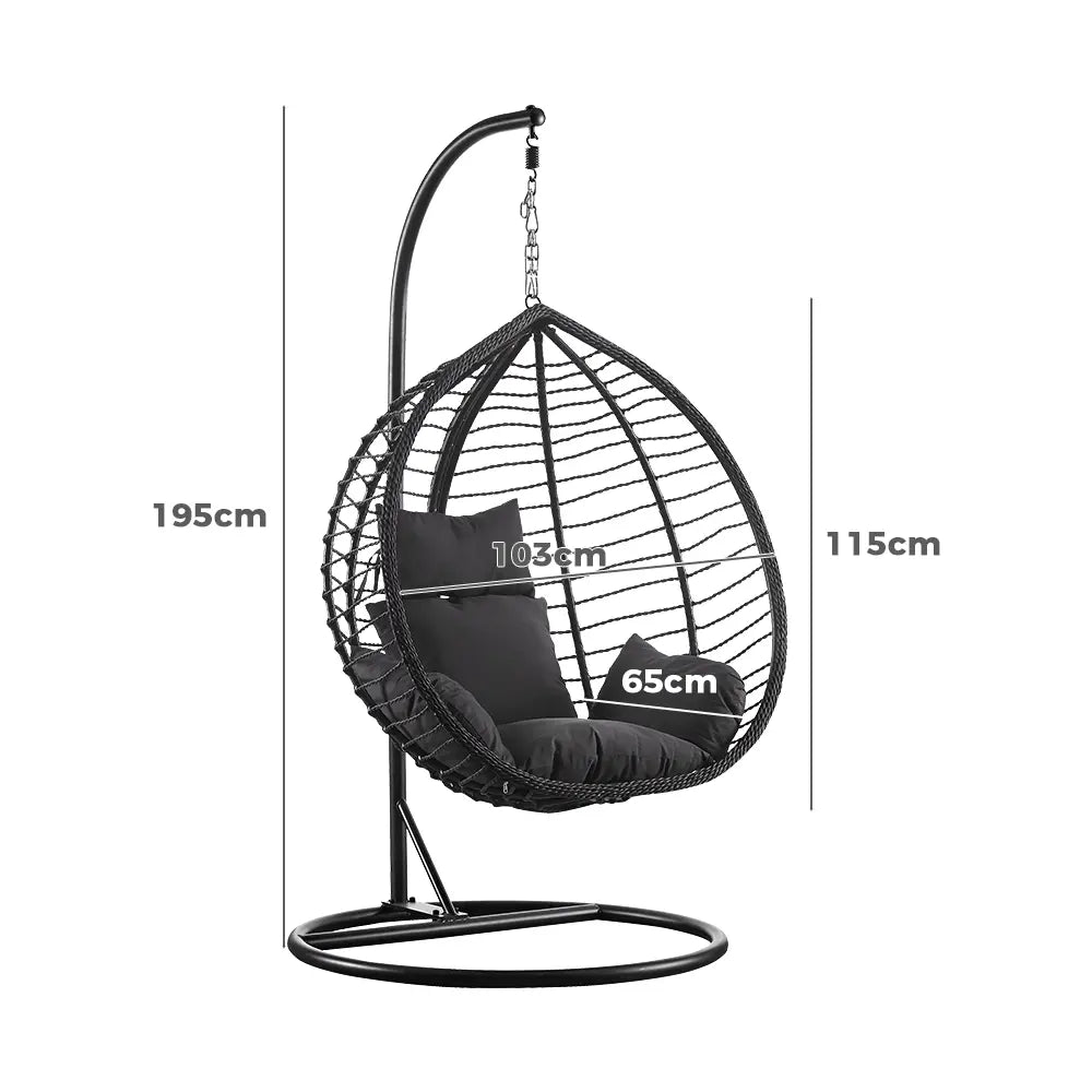 Traverse Outdoor Hanging Egg Chair Black