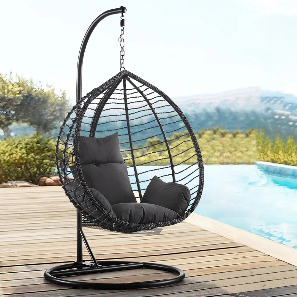 Traverse Outdoor Hanging Egg Chair Black