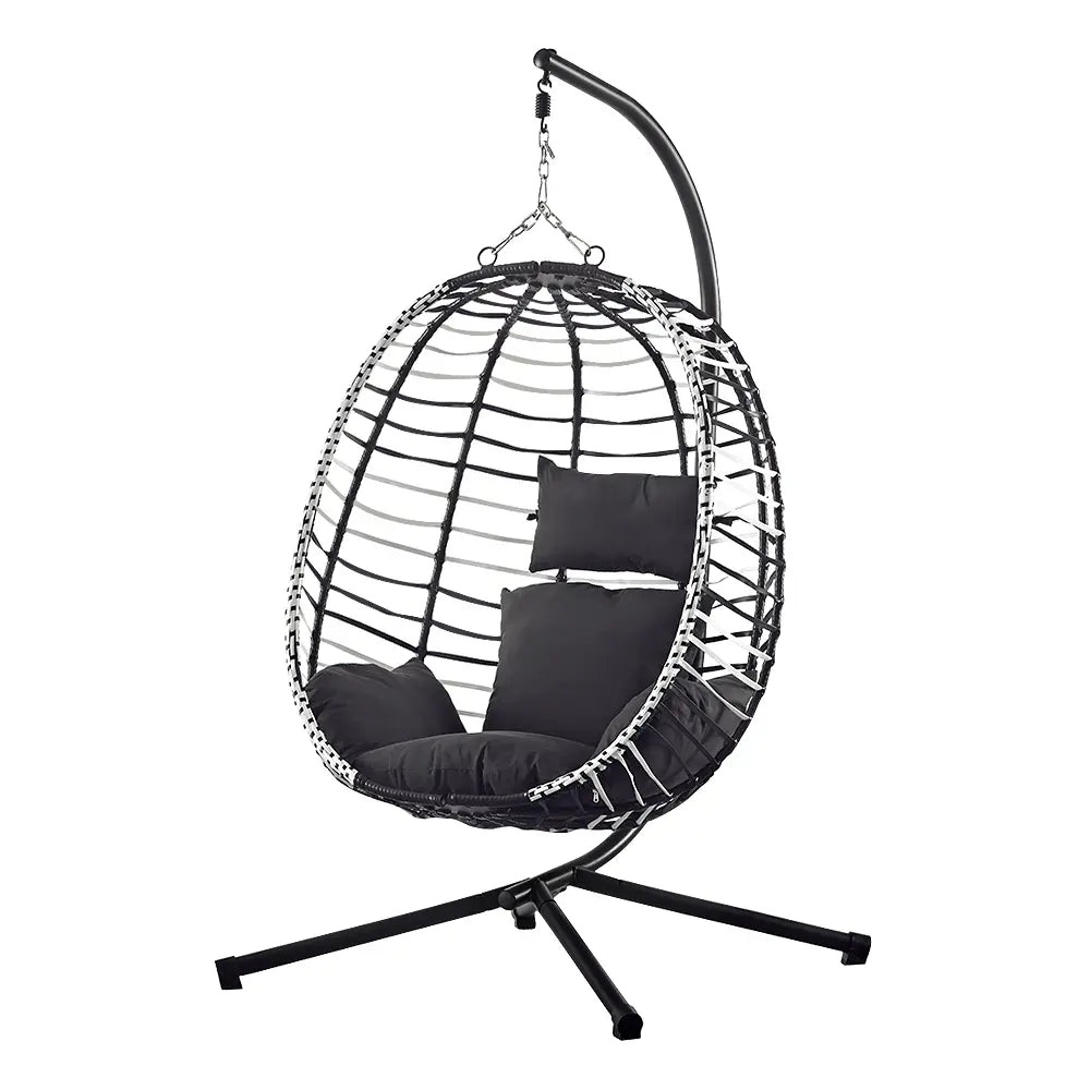 Allegra Outdoor Rattan Hanging Egg Chair Black