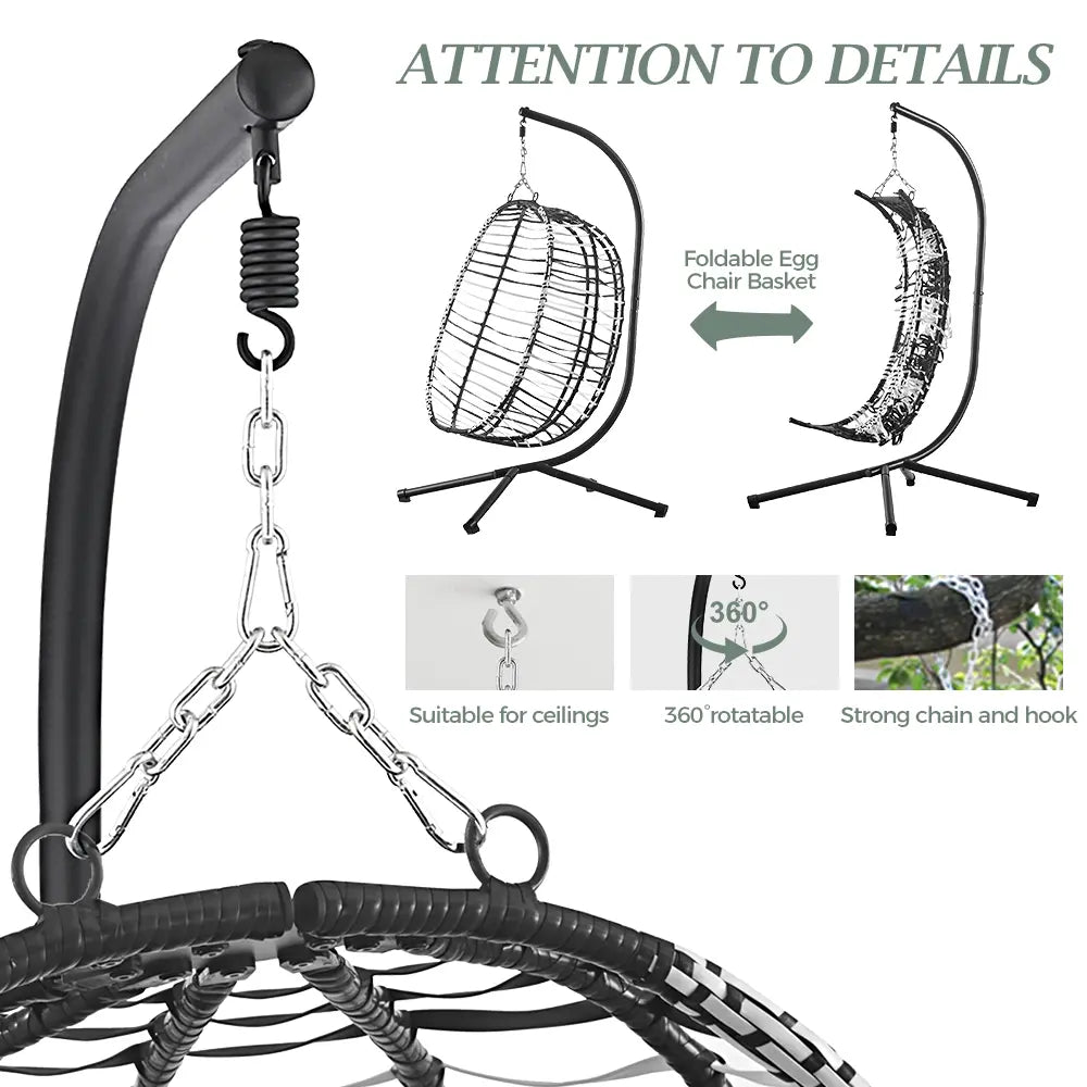 Allegra Outdoor Rattan Hanging Egg Chair Black