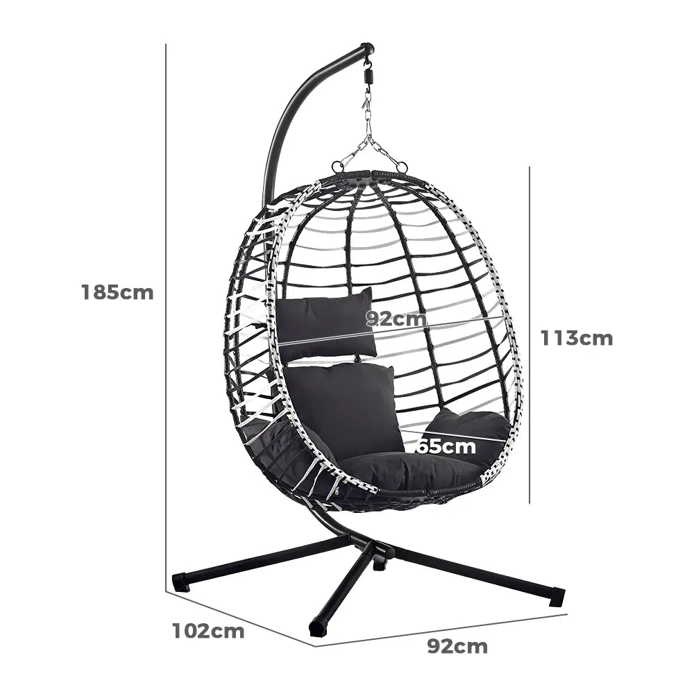 Allegra Outdoor Rattan Hanging Egg Chair Black