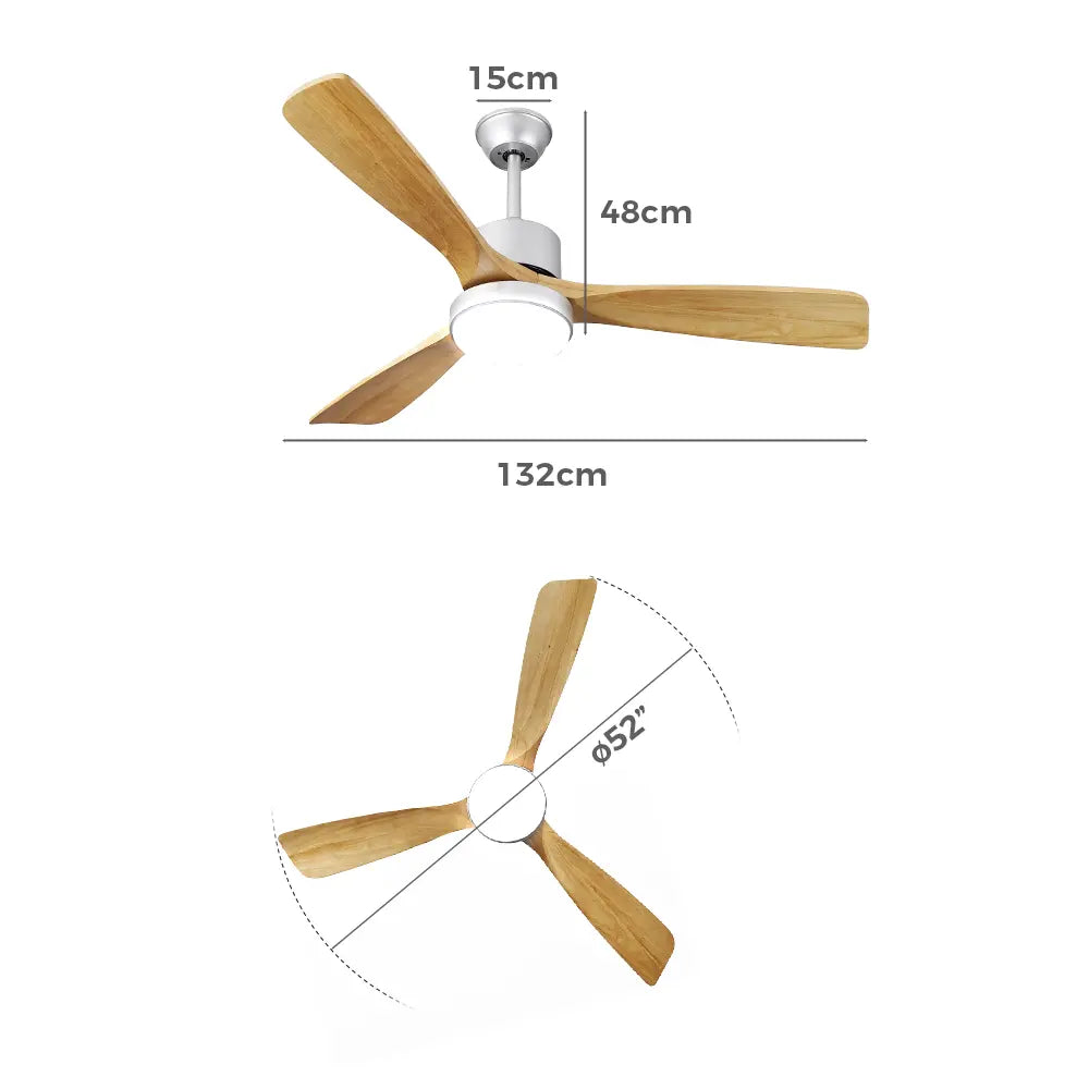 Neuron 52" Wooden Ceiling Fan with LED Light