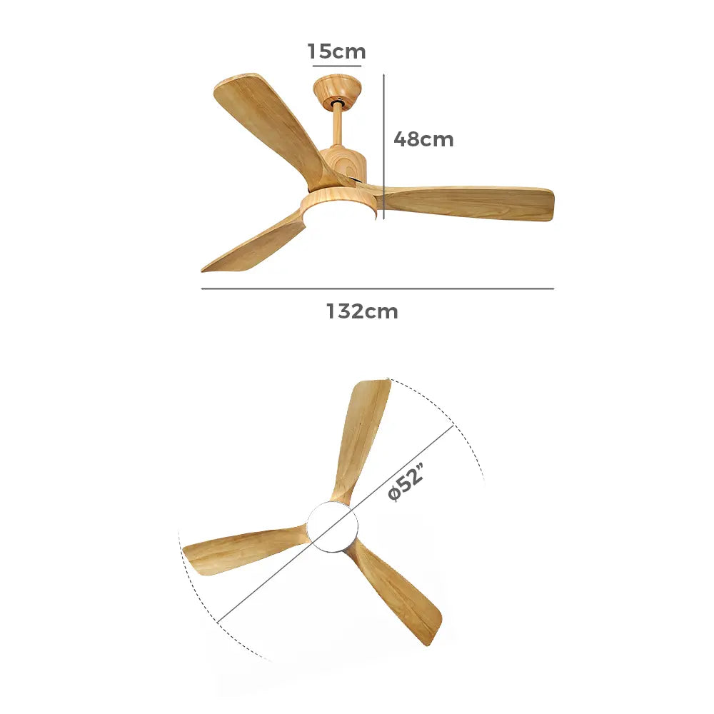 Neuron 52" Wooden Ceiling Fan with LED Light