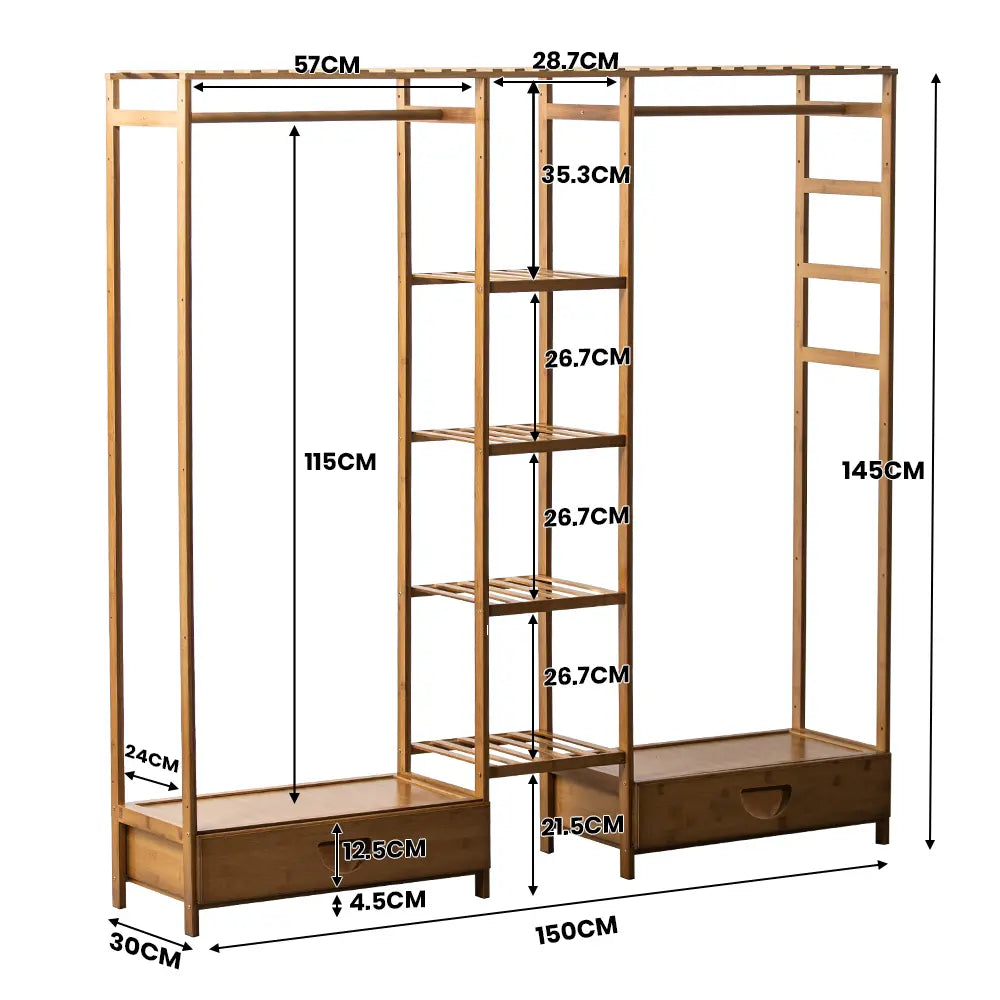 Tessa Wooden Garment Rack Dark Oak