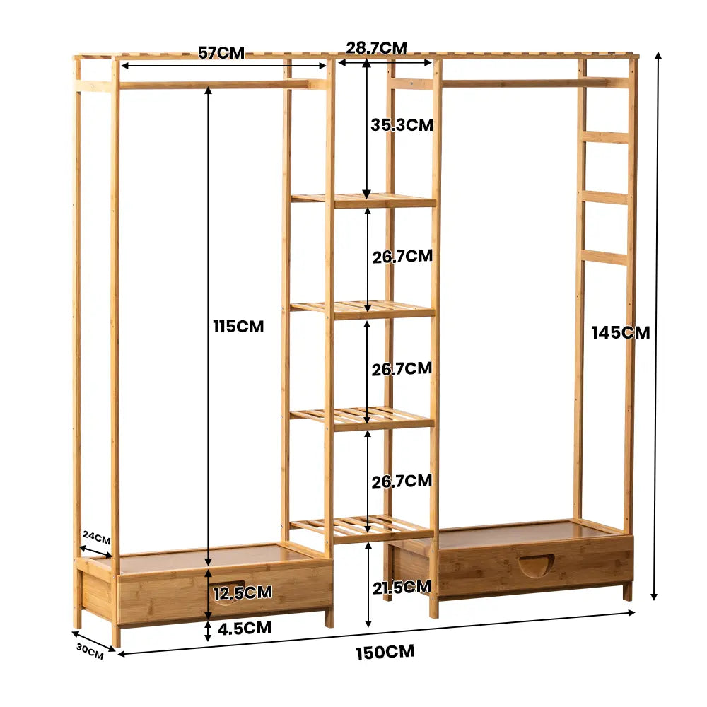 Tessa Wooden Garment Rack Oak